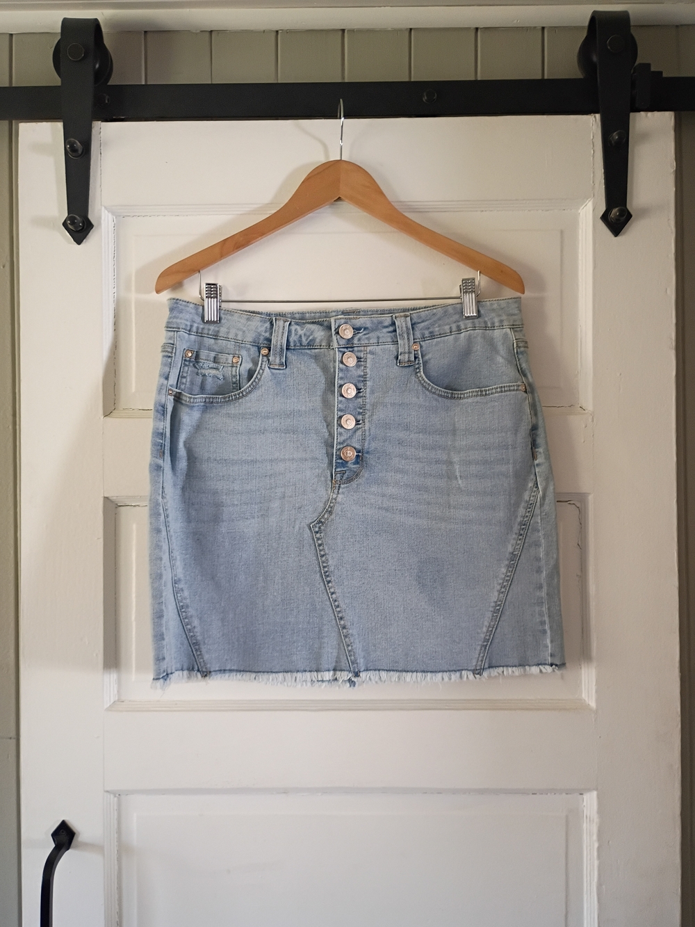 Seven7 Faded Blue Denim Skirt